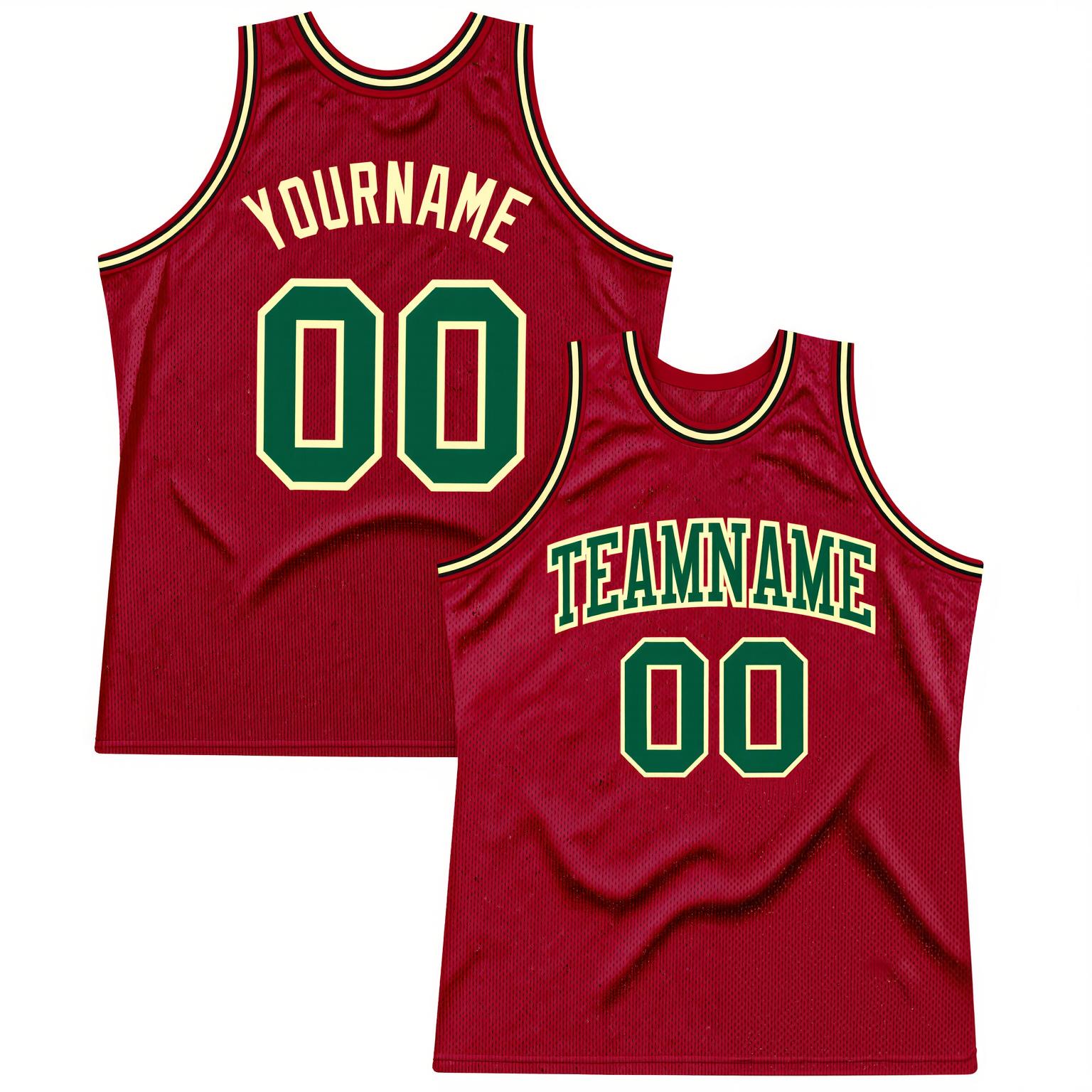 Custom Red & Green/White Basketball Throwback Jersey