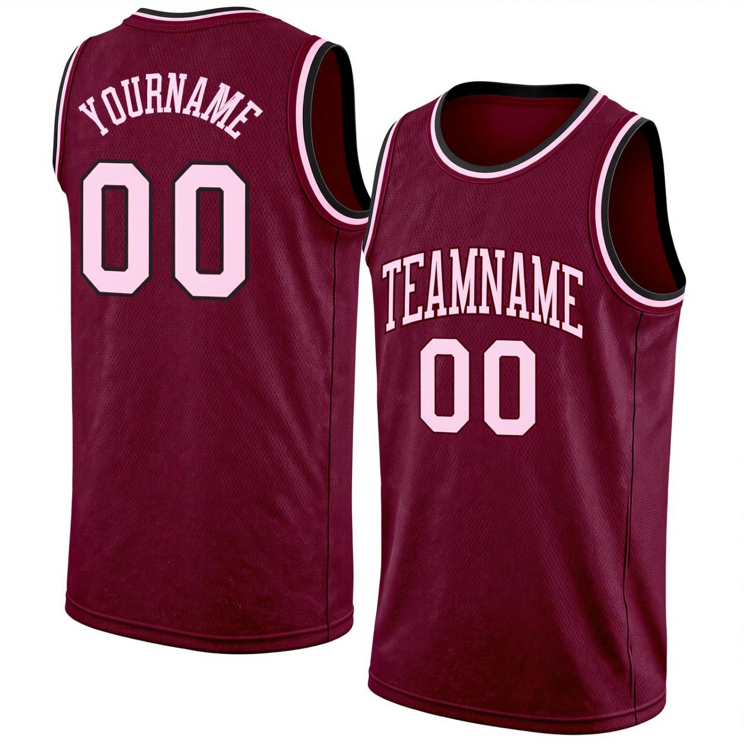 Custom Burgundy & Pink Basketball City Edition Jersey