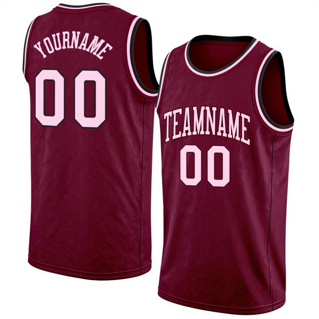 Custom Burgundy & Pink Basketball City Edition Jersey