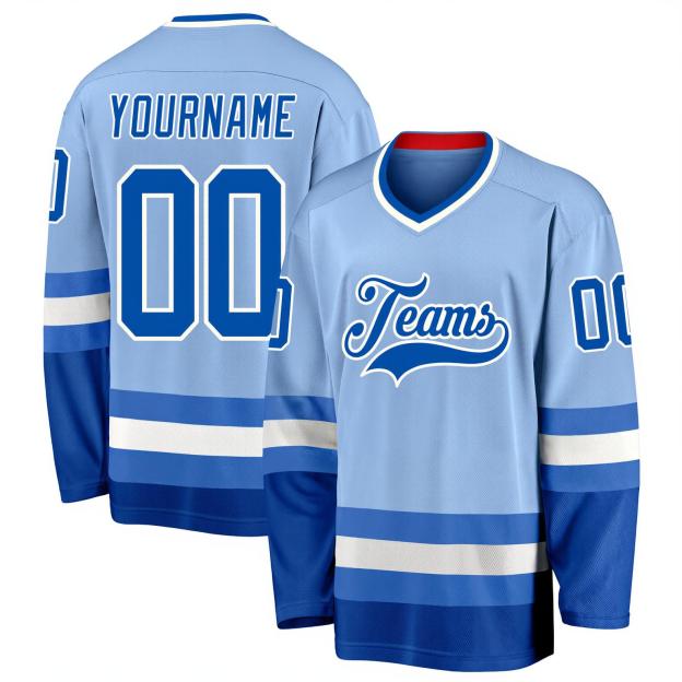 Custom Sky Blue & Royal/White Hockey Jersey