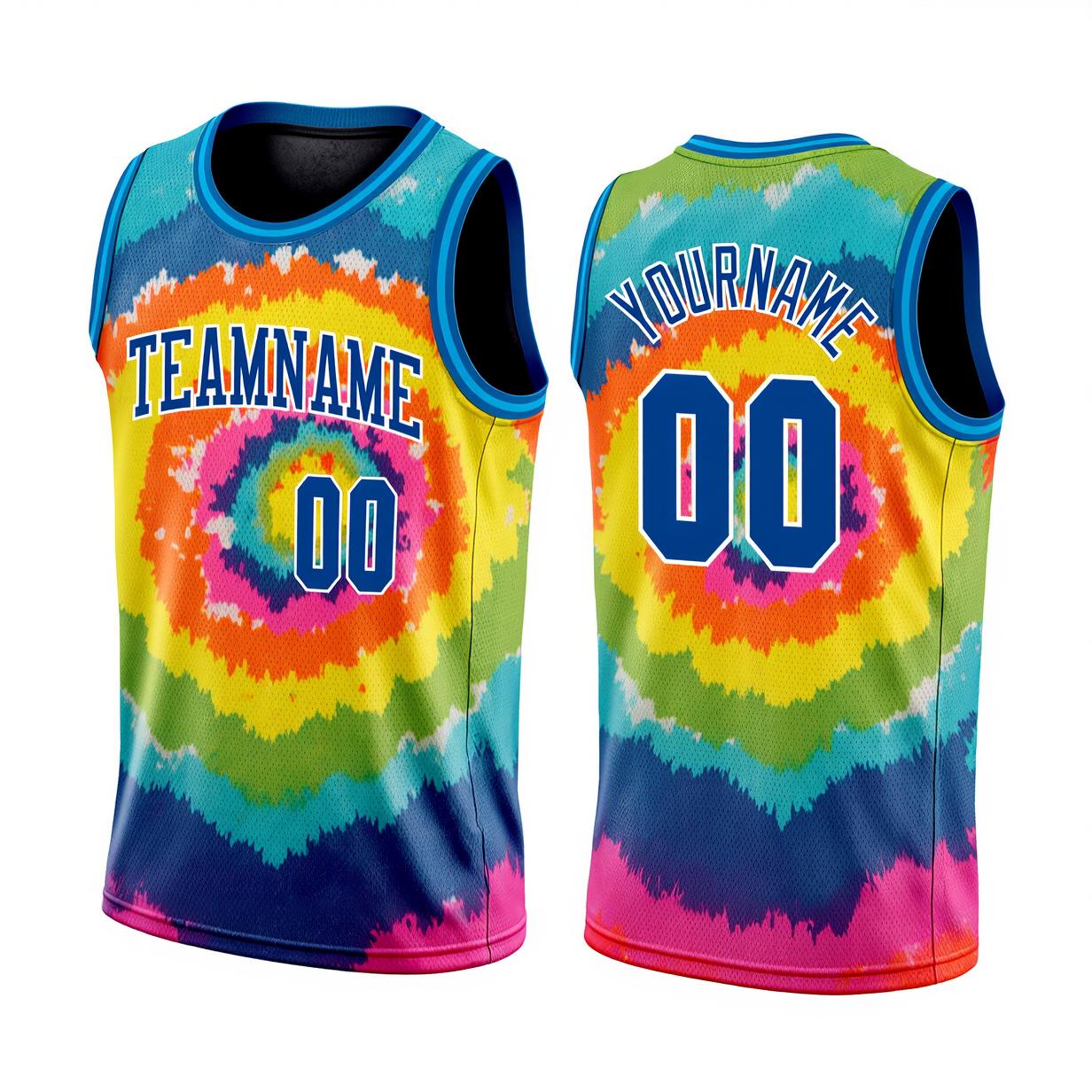 Custom Tie Dyes Royal & White Basketball City Edition Jersey