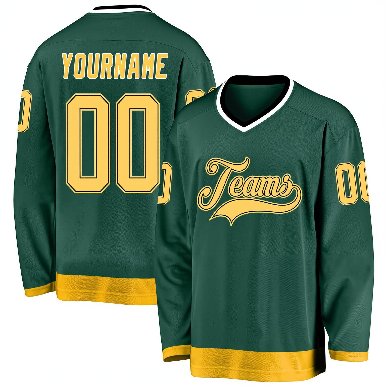 Custom Midnight Green & Gold Hockey Jersey