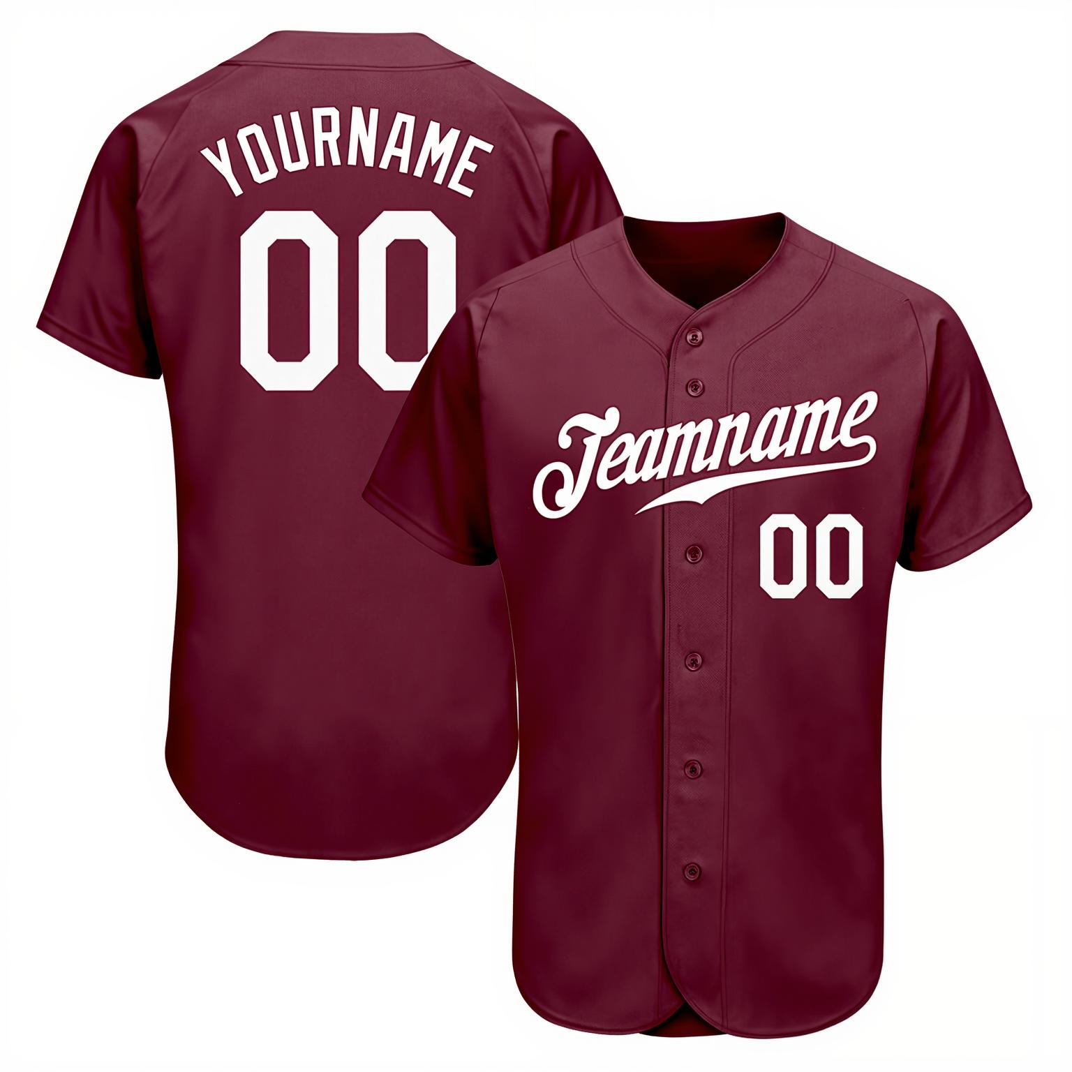 Custom Burgundy & White Baseball Jersey