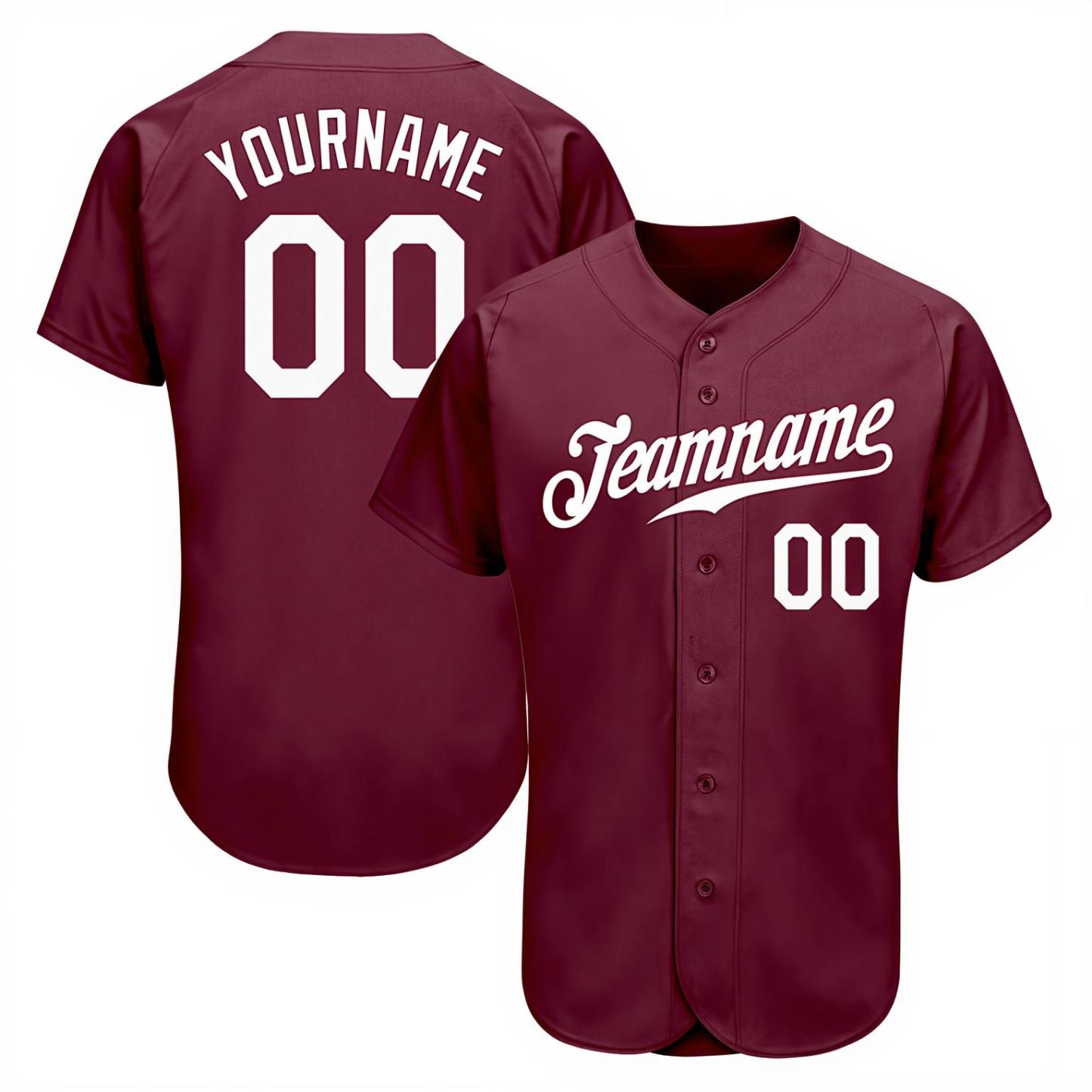 Custom Burgundy & White Baseball Jersey