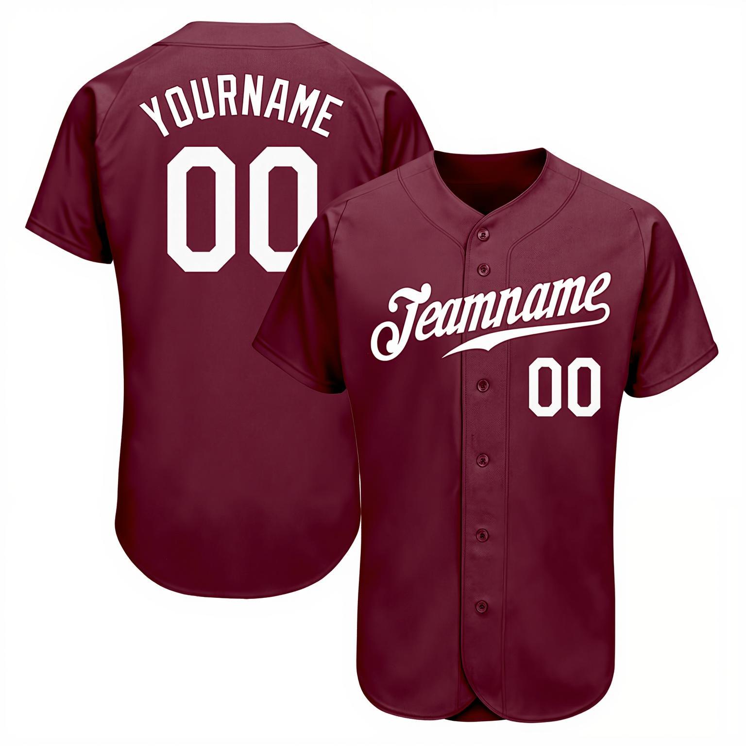 Custom Burgundy & White Baseball Jersey