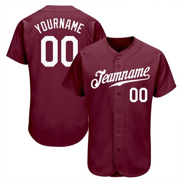 Custom Burgundy & White Baseball Jersey