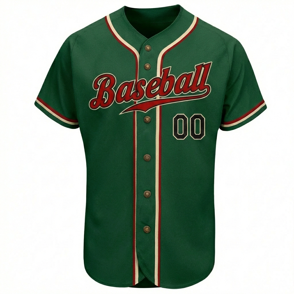 Custom Dark Green & Red/Black Baseball Jersey