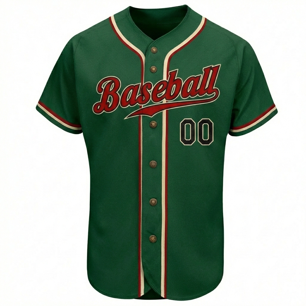 Custom Dark Green & Red/Black Baseball Jersey