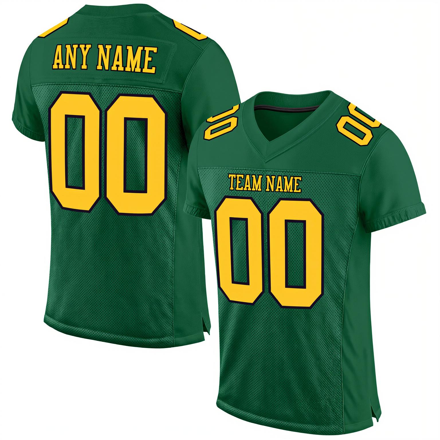 Custom Kelly Green & Yellow/Black Football Jersey