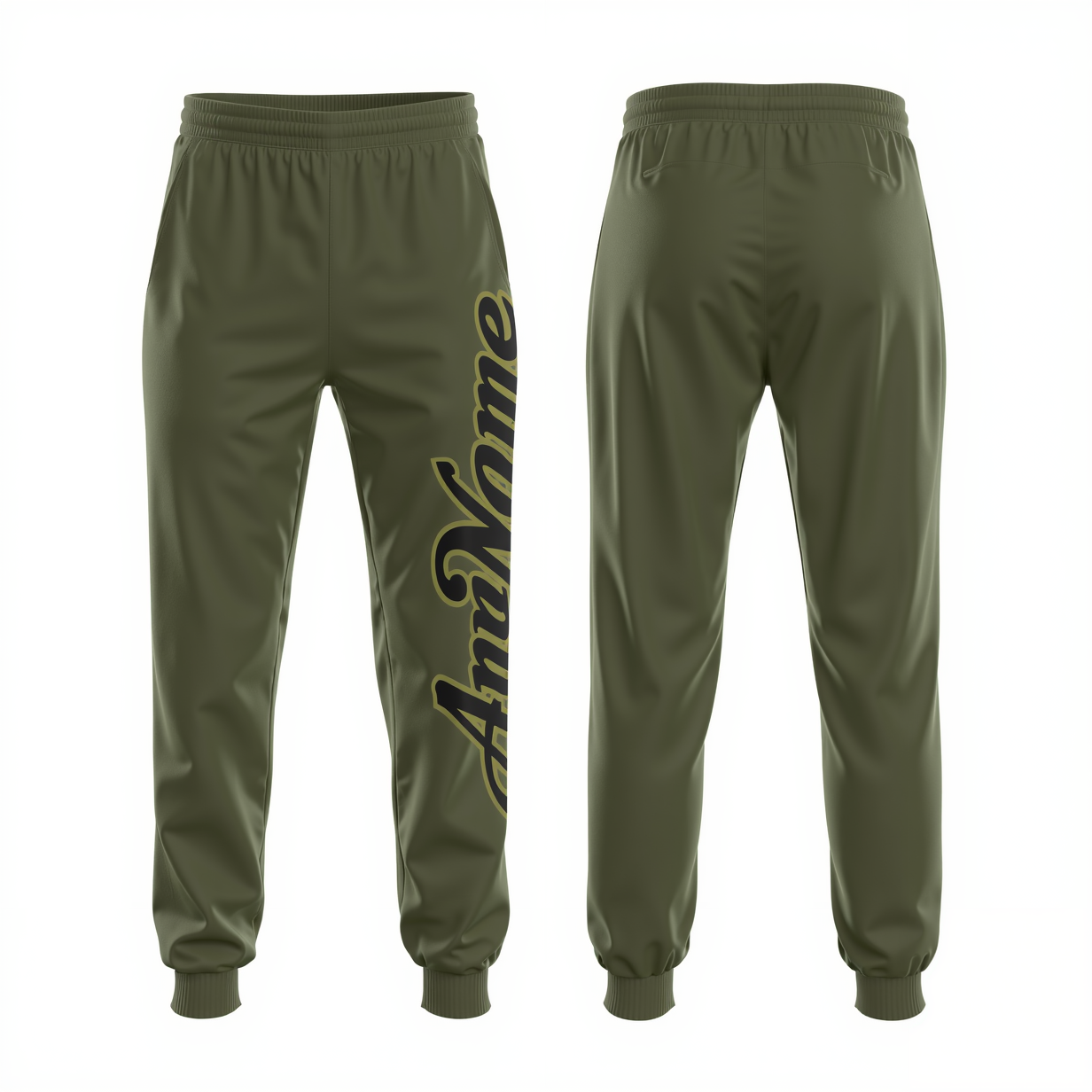 Custom Olive & Black/Green Fleece Jogger Sweatpants