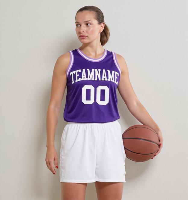 Custom Purple & White Basketball Throwback Jersey