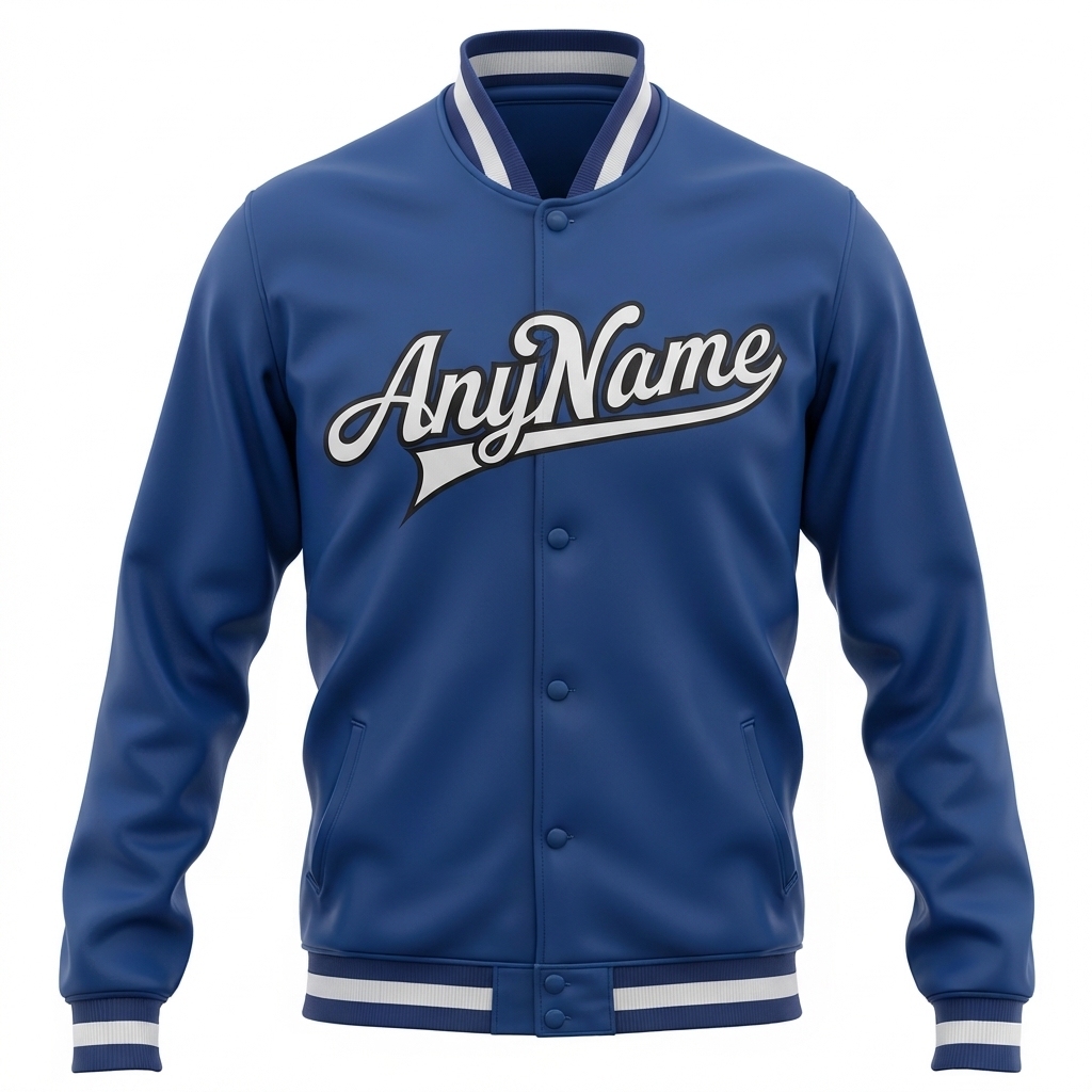 Custom Royal Blue & White/Black Full-Snap Fleece Jacket