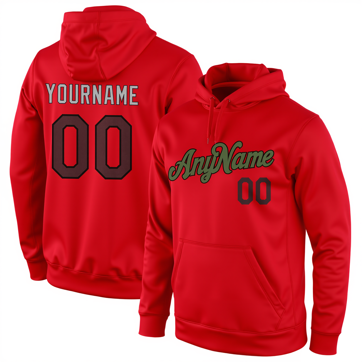 Custom Red & Green/Black Pullover Sports Sweatshirt Hoodie