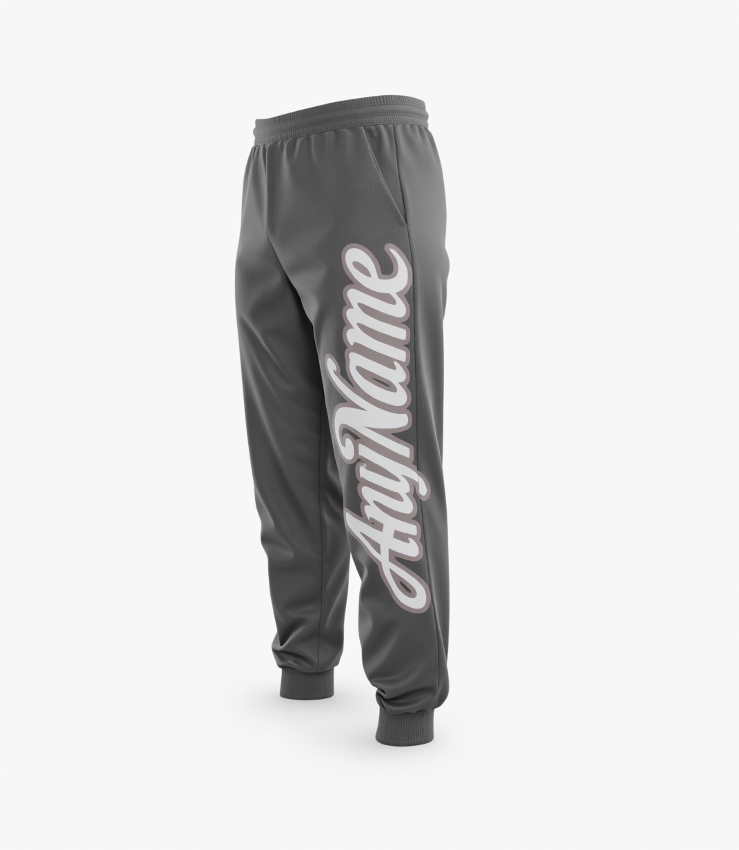Custom Grey & White Fleece Jogger Sweatpants