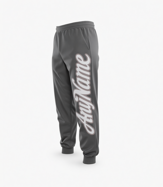 Custom Grey & White Fleece Jogger Sweatpants