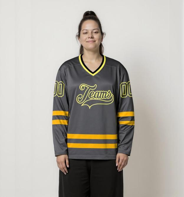 Custom Grey & Yellow Hockey Jersey
