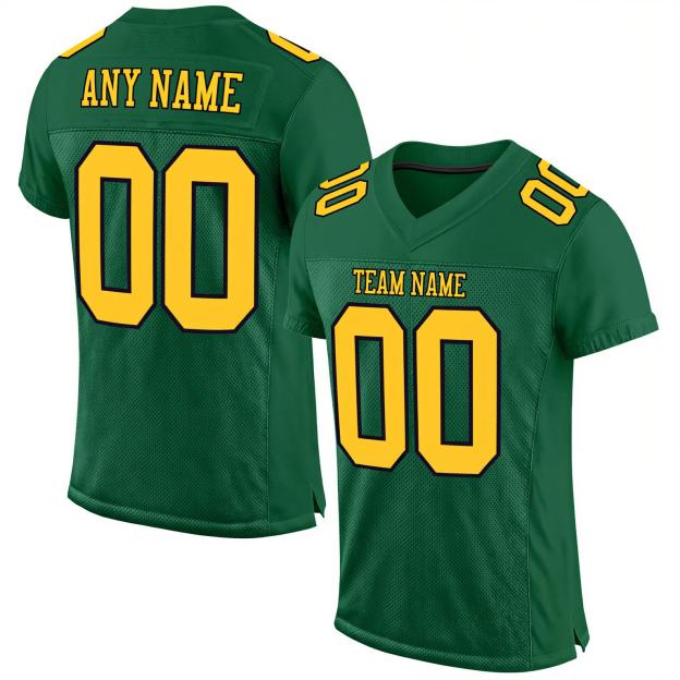 Custom Kelly Green & Yellow/Black Football Jersey
