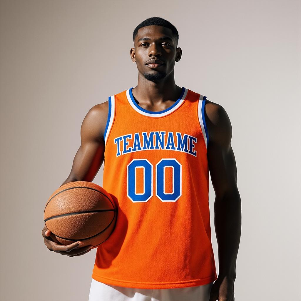 Custom Orange & Blue/White Basketball City Edition Jersey