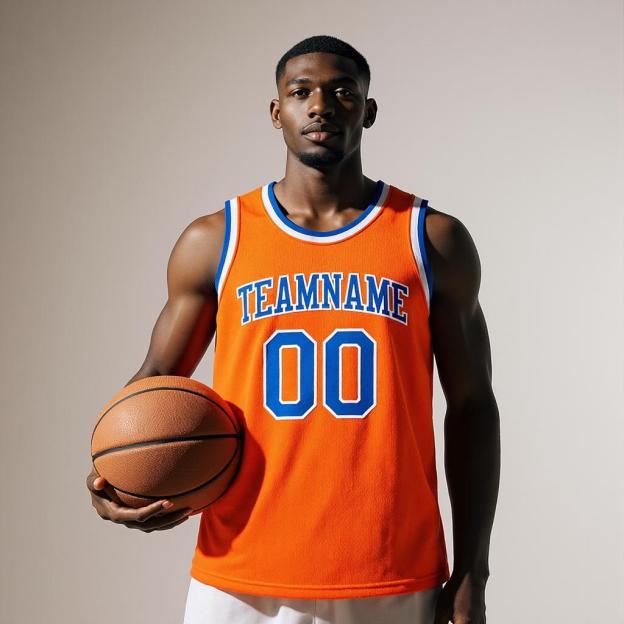 Custom Orange & Blue/White Basketball City Edition Jersey
