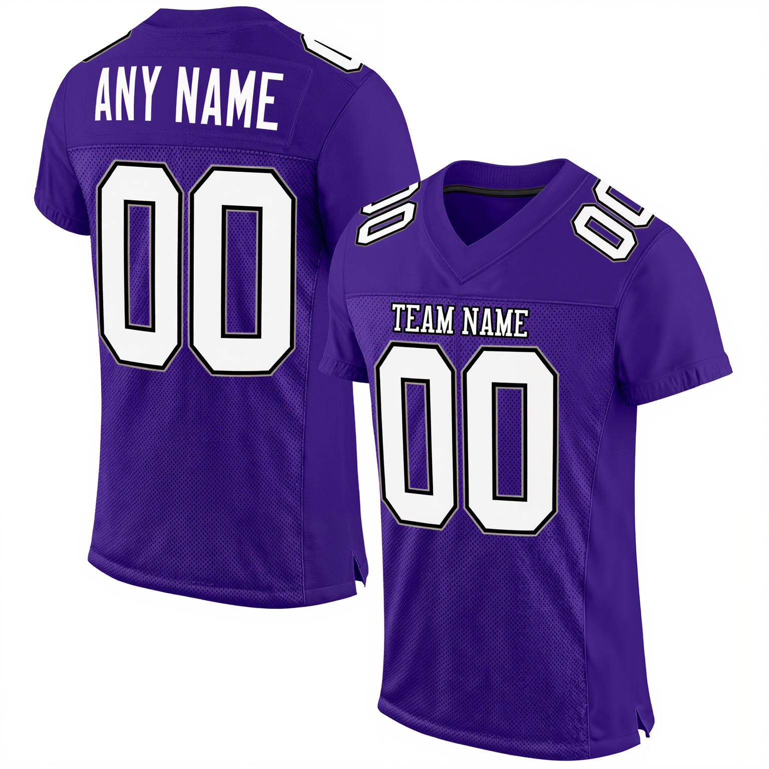 Custom Purple & White/Black Football Jersey