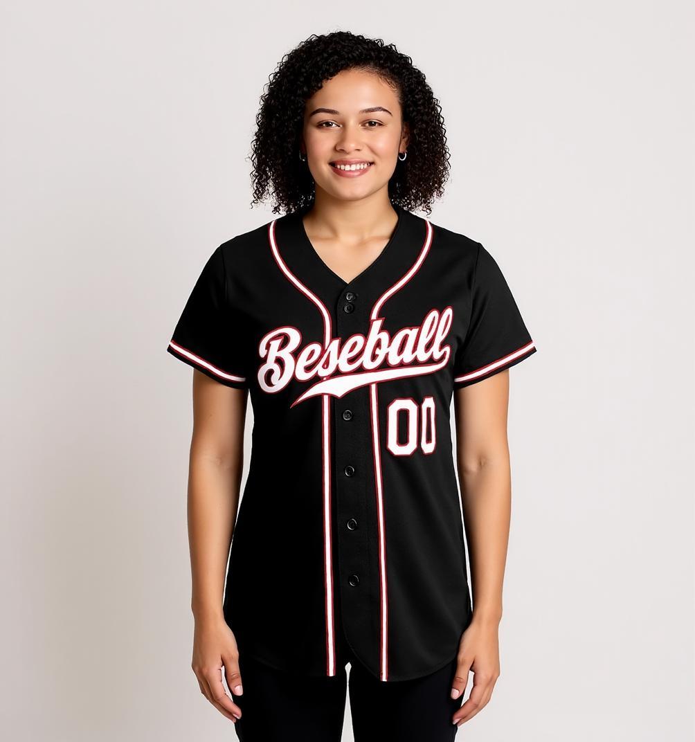 Custom Black & White/Red Baseball Jersey