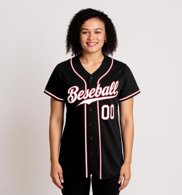 Custom Black & White/Red Baseball Jersey