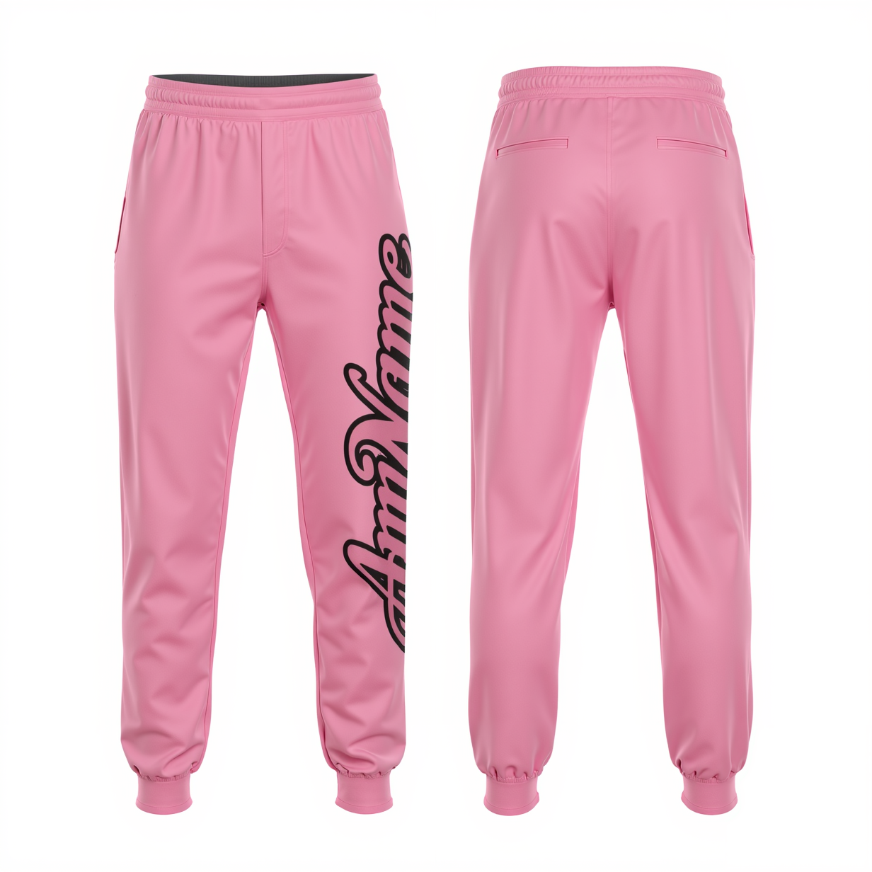 Custom Pink & Black Fleece Jogger Sweatpants