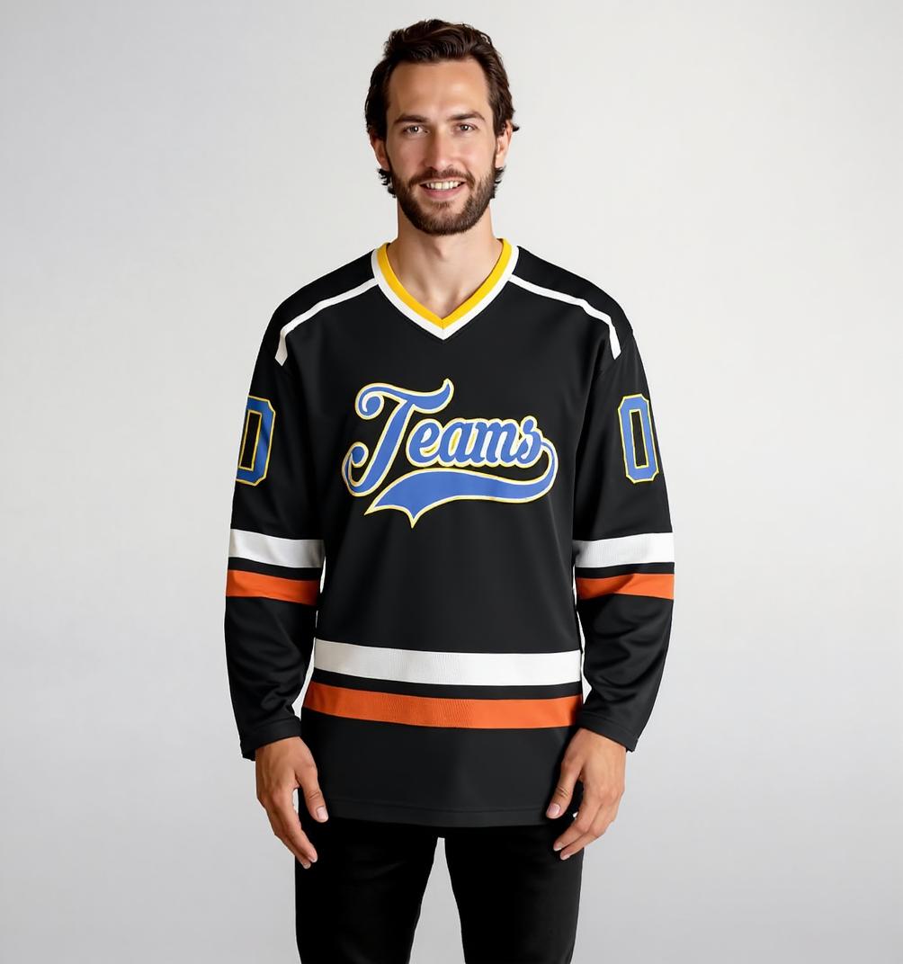 Custom Black & Blue/White Hockey Jersey