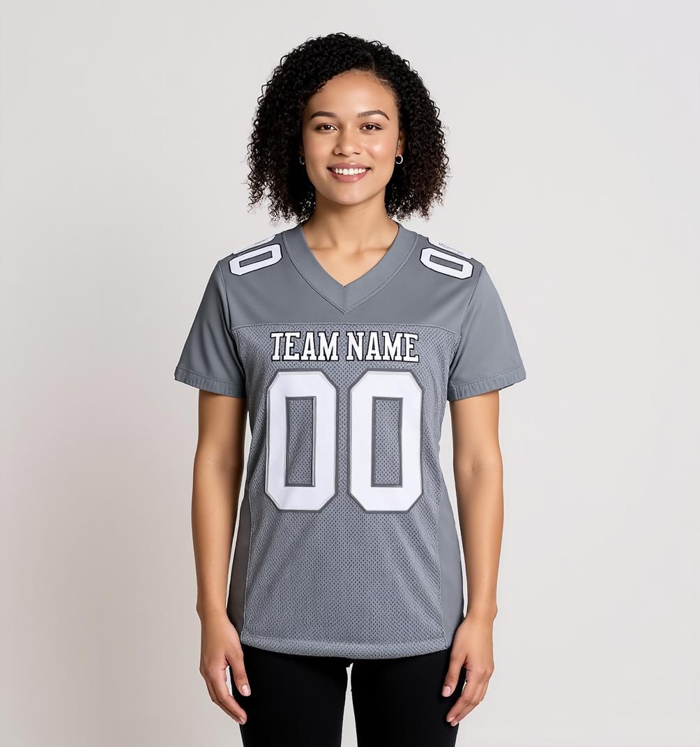 Custom Grey & Black/White Football Jersey