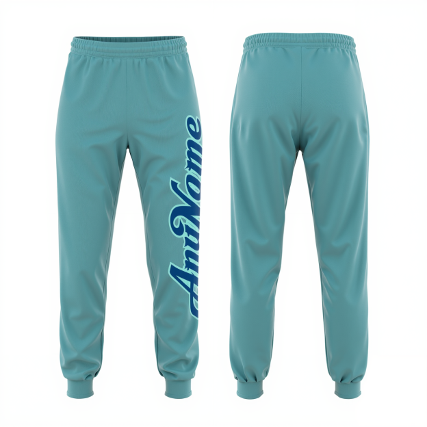 Custom Light Blue & Royal/White Fleece Jogger Sweatpants