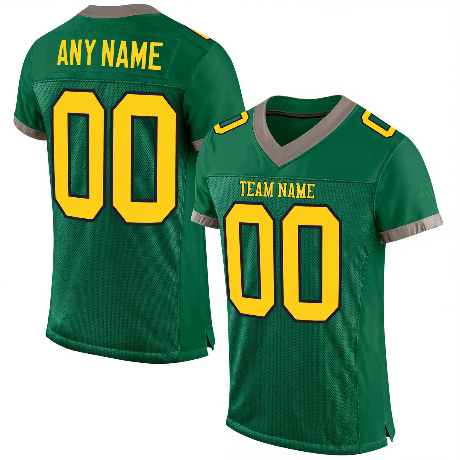 Custom Kelly Green & Yellow/Black Football Jersey