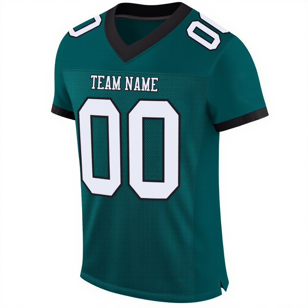 Custom Midnight Green & White/Black Football Jersey