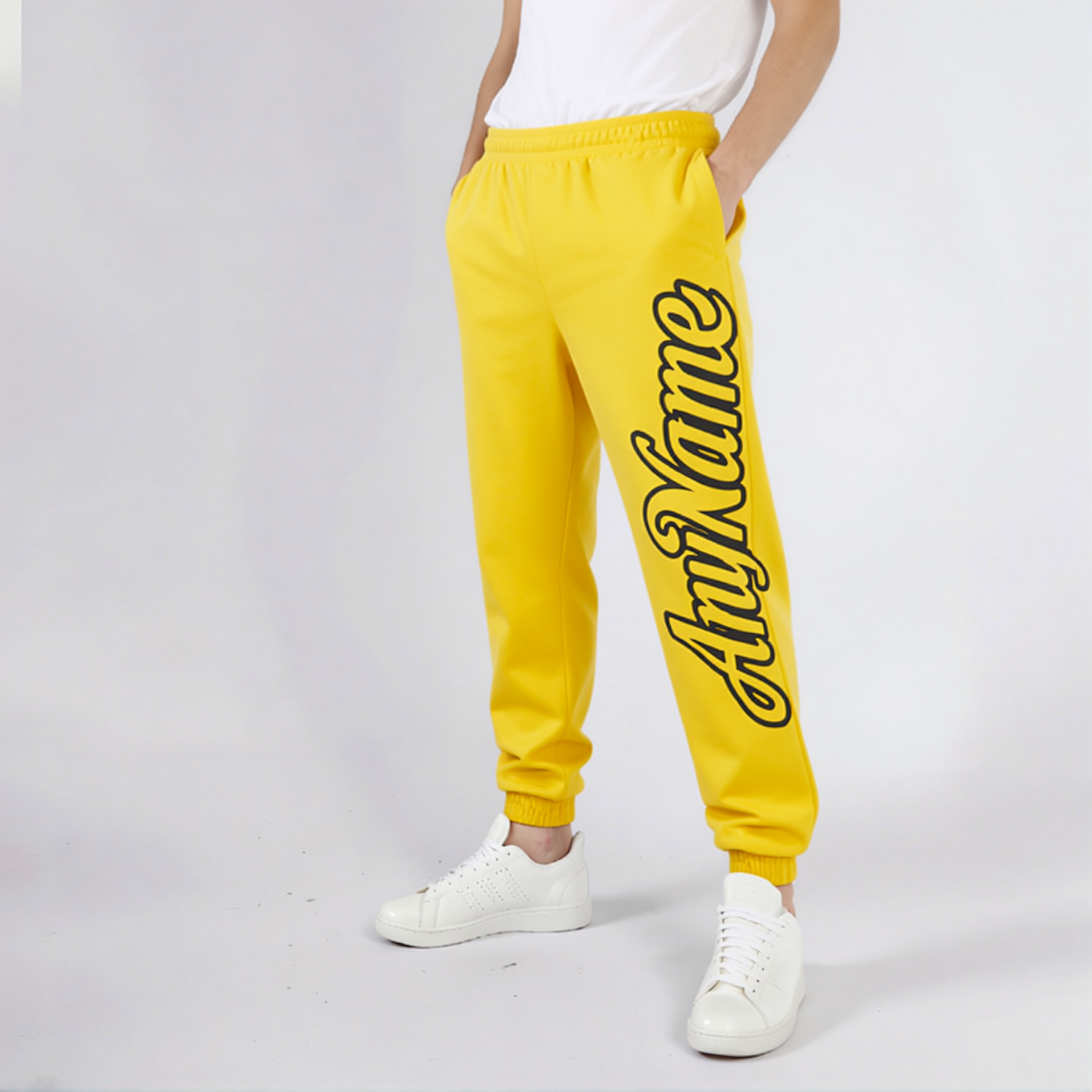 Custom Yellow & Black Fleece Jogger Sweatpants