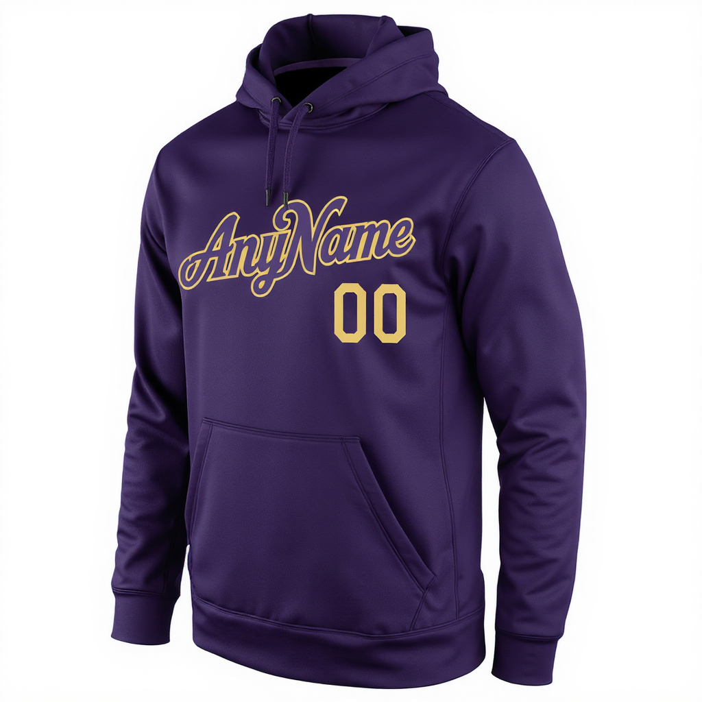 Custom Purple & Yellow Pullover Sports Sweatshirt Hoodie