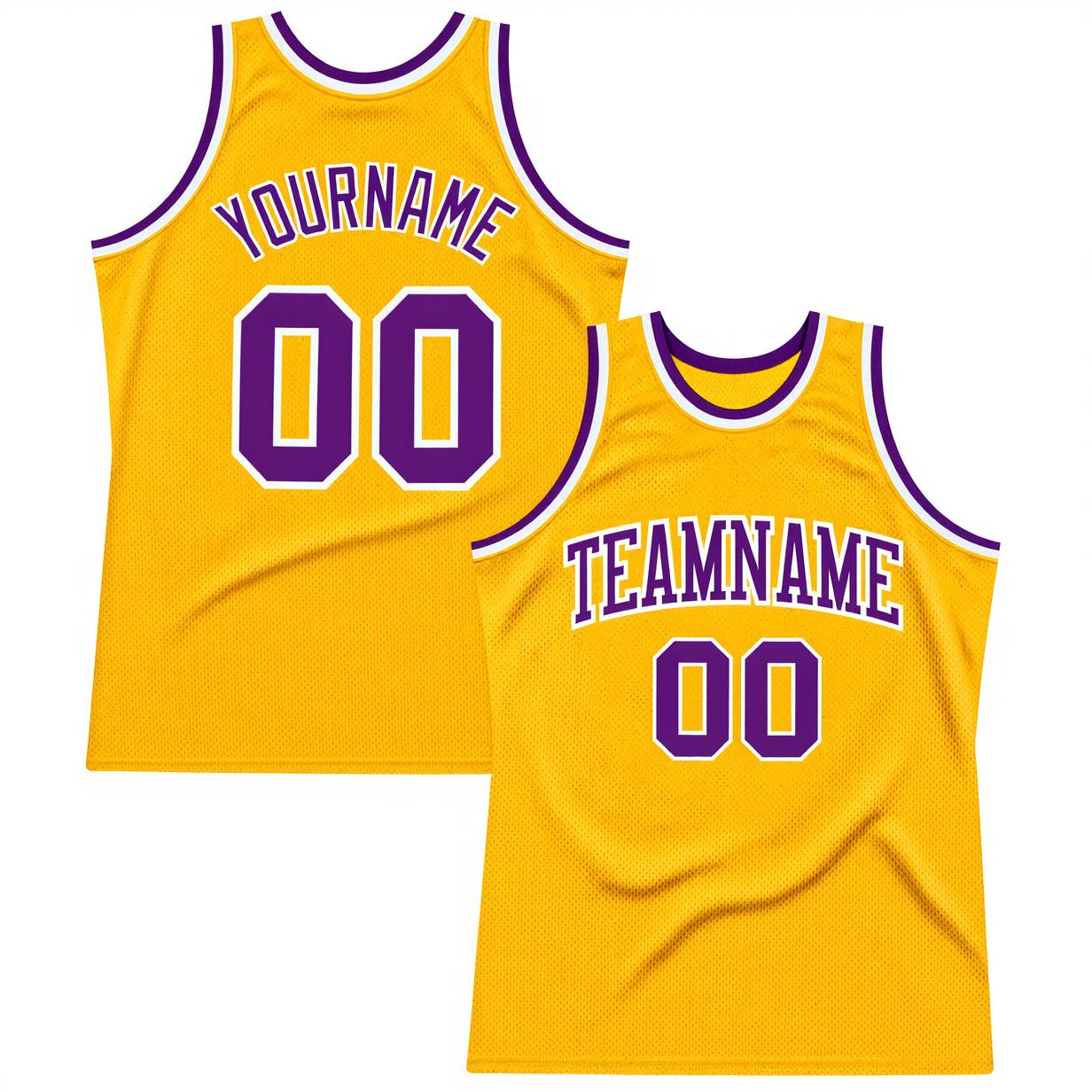 Custom Yellow & Purple/White Basketball Throwback Jersey