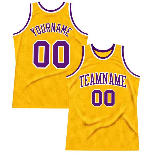 Custom Yellow & Purple/White Basketball Throwback Jersey
