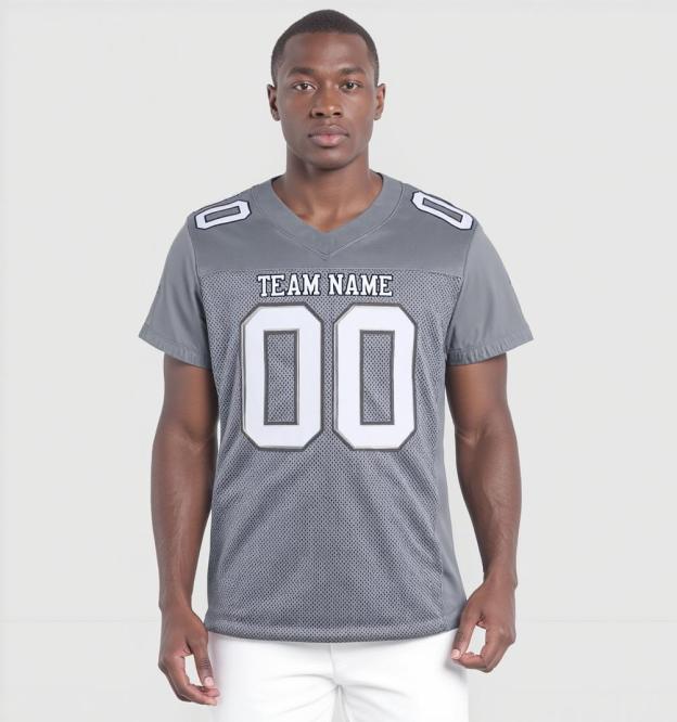 Custom Grey & Black/White Football Jersey