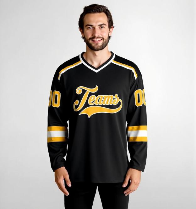 Custom Black & Yellow/White Hockey Jersey