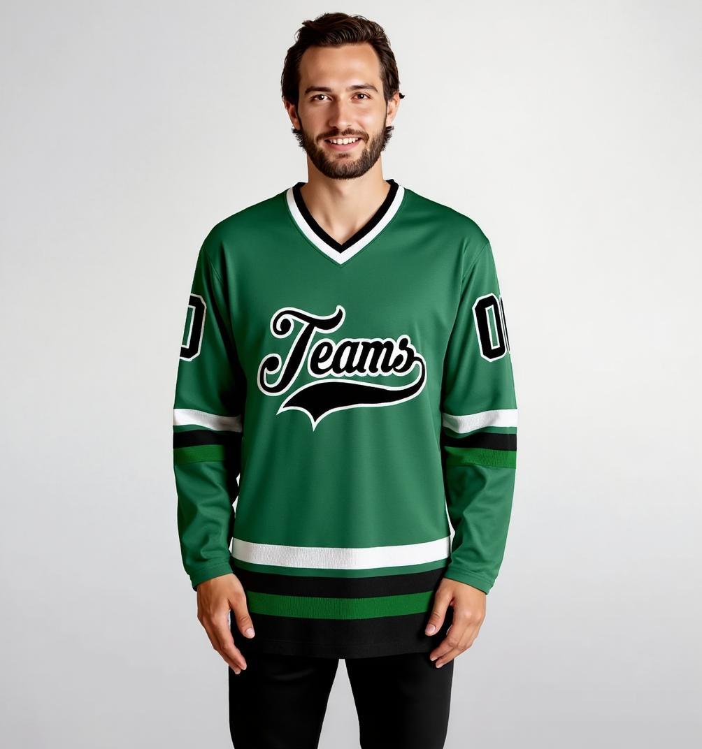 Custom Midnight Green & Black/White Hockey Jersey