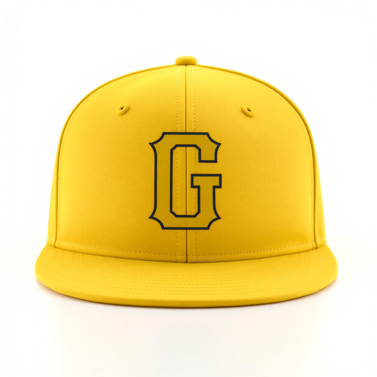 Custom Yellow & Navy/Gold Stitched Adjustable Snapback Hat