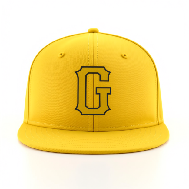 Custom Yellow & Navy/Gold Stitched Adjustable Snapback Hat