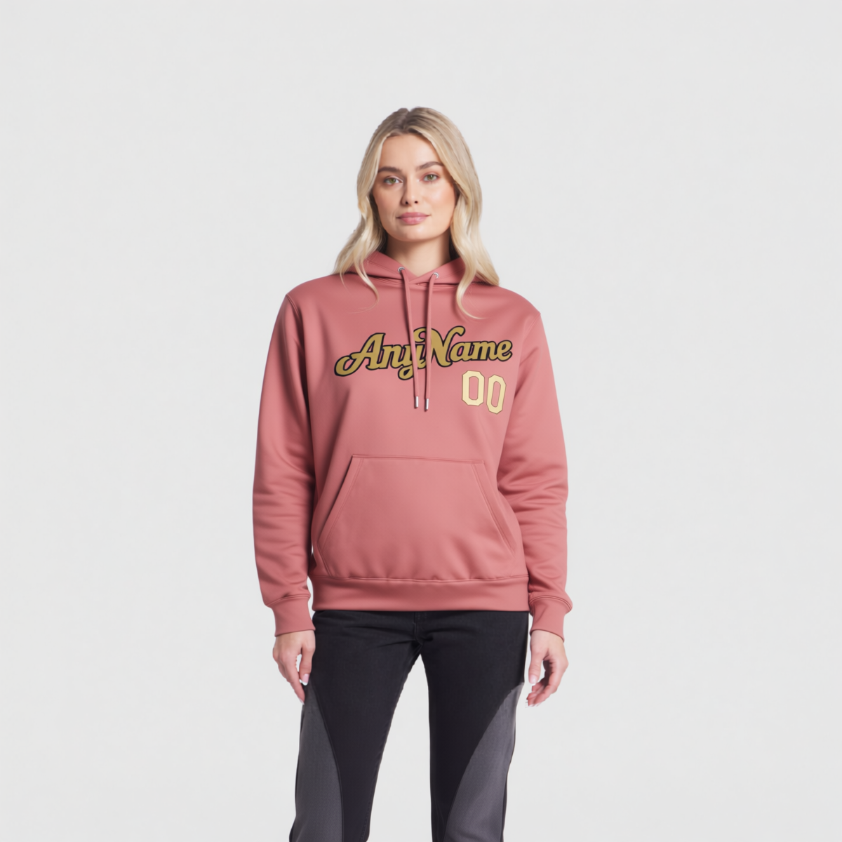 Custom Pink & Gold/Black Pullover Sports Sweatshirt Hoodie