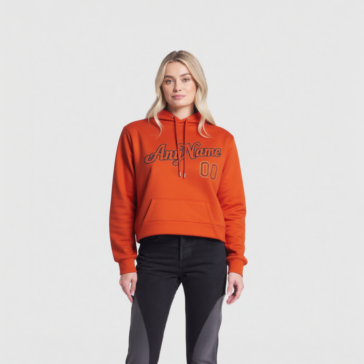 Custom Orange & Pink/Yellow Pullover Sports Sweatshirt Hoodie