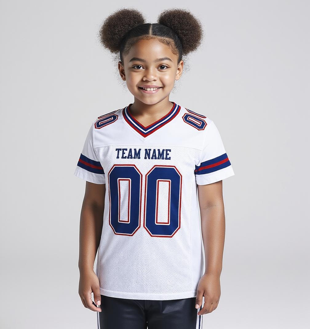 Custom White & Red/Navy Football Jersey