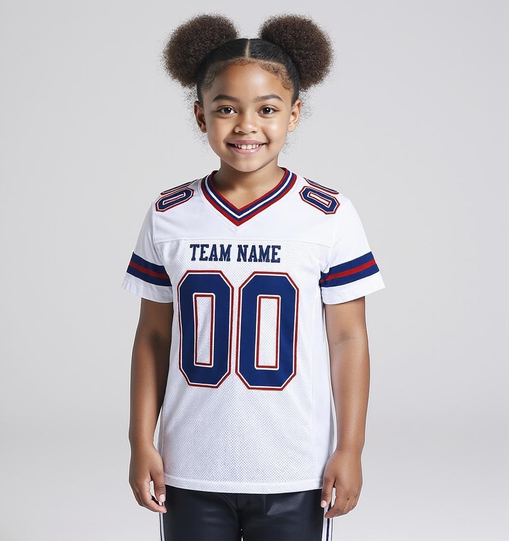 Custom White & Red/Navy Football Jersey