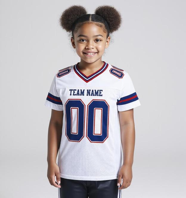 Custom White & Red/Navy Football Jersey