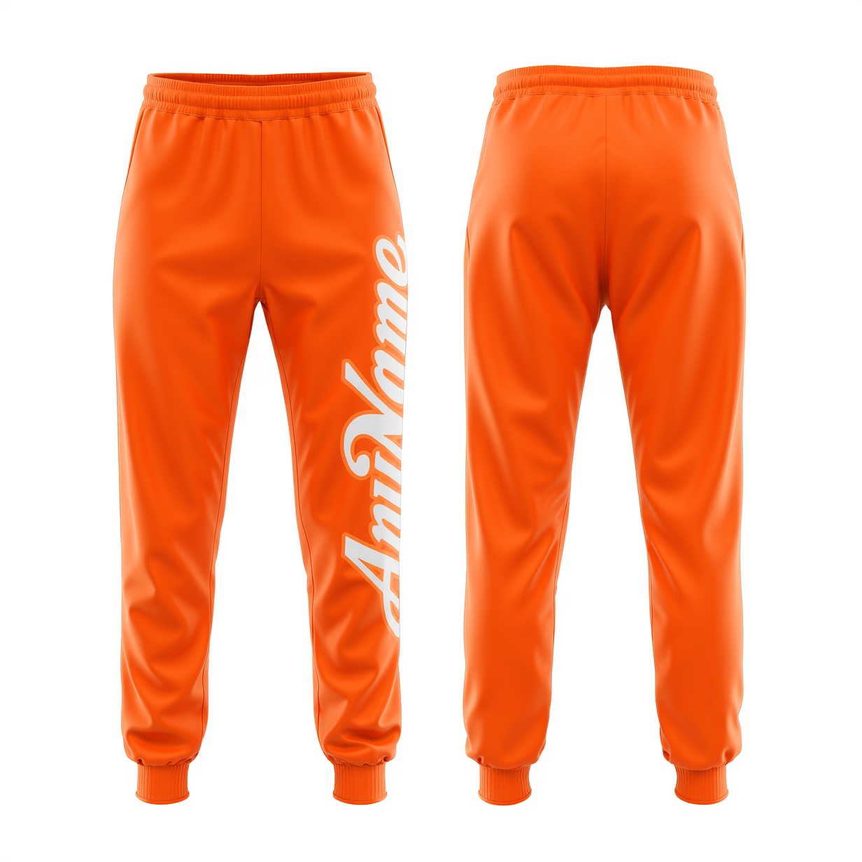 Custom Orange & White Fleece Jogger Sweatpants
