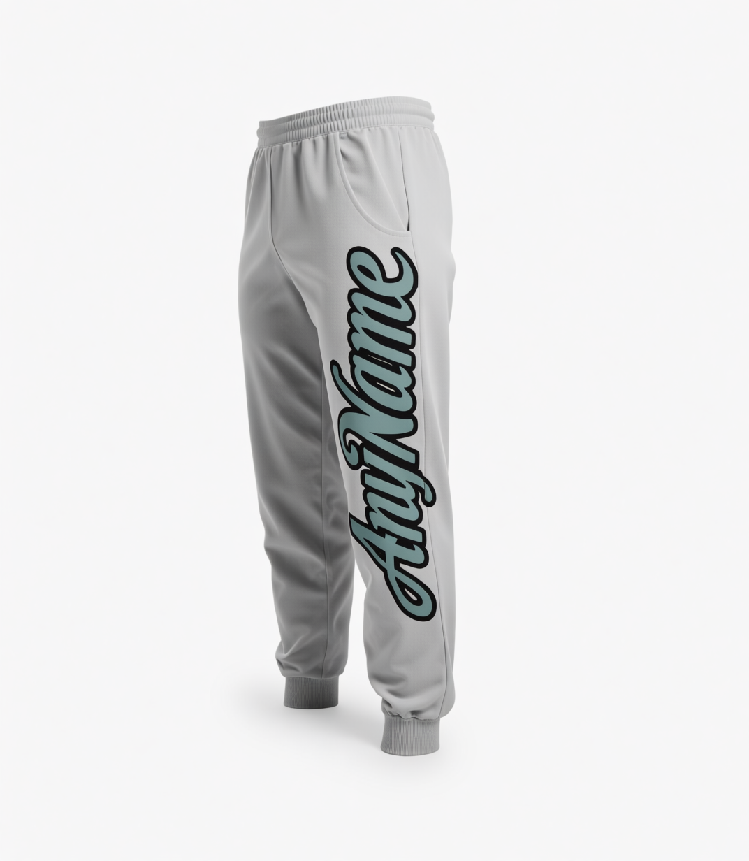Custom White & Blue/Black Fleece Jogger Sweatpants