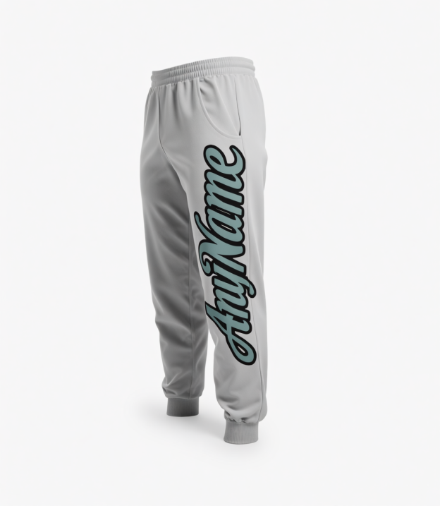 Custom White & Blue/Black Fleece Jogger Sweatpants