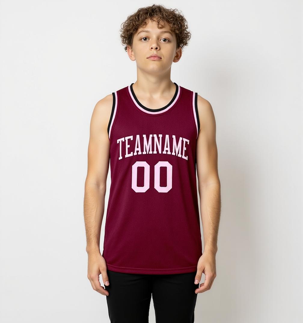 Custom Burgundy & Pink Basketball City Edition Jersey